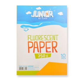 JUNIOR-ST - Dekorációs papír A4 Fluo narancssárga 250 g, 10 db-os szett