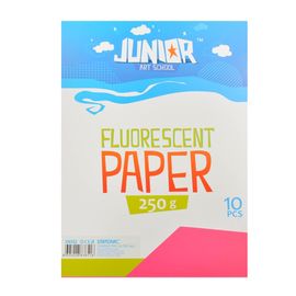 JUNIOR-ST - Dekorációs papír A4 Fluo rózsaszín 250 g, 10 darabos készlet