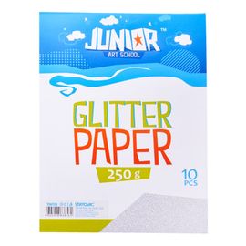 JUNIOR-ST - Dekoratív papír A4 Glitter ezüst 250 g, készlet 10 db