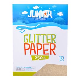 JUNIOR-ST - Dekoratív papír A4 Glitter arany 250 g, készlet 10 db