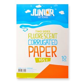 JUNIOR-ST - Dekorációs papír A4 Neon narancssárga hullámos 165 g, 10 darabos készlet