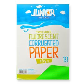 JUNIOR-ST - Dekorációs papír A4 Neon zöld hullámos 165 g, 10 db-os készlet