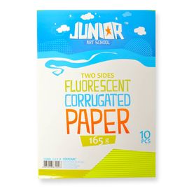 JUNIOR-ST - Dekorációs papír A4 Neonsárga hullámos 165 g, 10 darabos készlet
