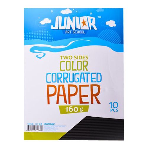 JUNIOR-ST - Dekorációs papír A4 hullámos fekete 160 g, 10 darabos készlet