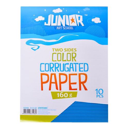 JUNIOR-ST - Dekorációs papír A4 hullámos kék 160 g, 10 darabos készlet