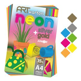 JUNIOR - Színes papír mappa - rajz ART CARTON RIS NEON A4 250g (35 db) mix 7 szín/x5
