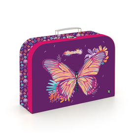 KARTON PP - Bőrönd laminált 34 cm Butterfly, lila