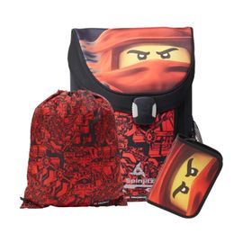 LEGO BAGS - Ninjago Red Easy - iskolai aktatáska, 3 részes készlet