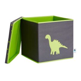 LOVE IT STORE IT - Tárolódoboz fedővel - szürke, zöld dinoszaurusz