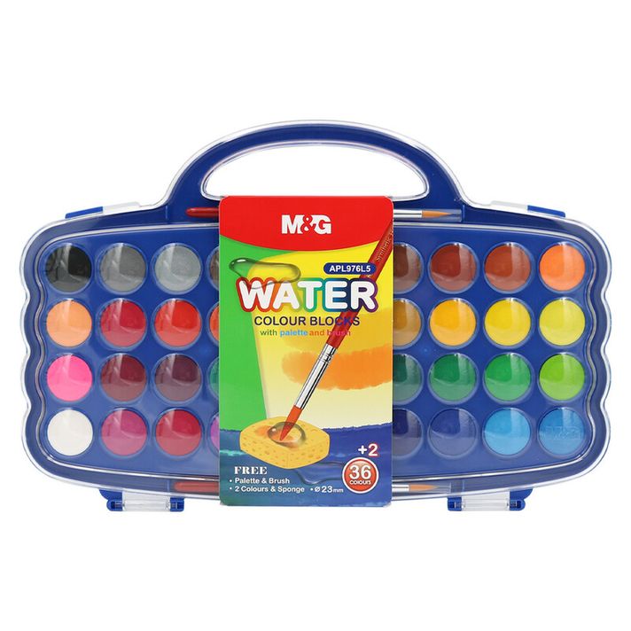 M&G - Vízfestékek 36+2 színek (23 mm) + paletta és ecset