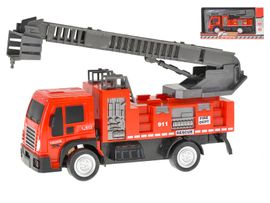 MIKRO TRADING - Autós tűzoltók 20,5cm lendkerekes kihúzható és forgatható létra dobozban