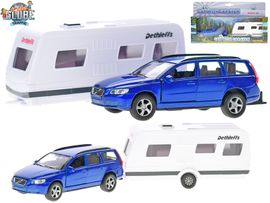 MIKRO TRADING - Kids Globe Traffic Volvo V70 fém lakókocsival 30cm hátramenethez dobozban