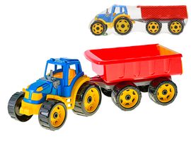 MIKRO TRADING - Traktor billenő pótkocsival 54 cm kék/piros hálóban