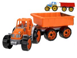 MIKRO TRADING - Traktor billenő pótkocsival 54 cm narancssárga hálóban