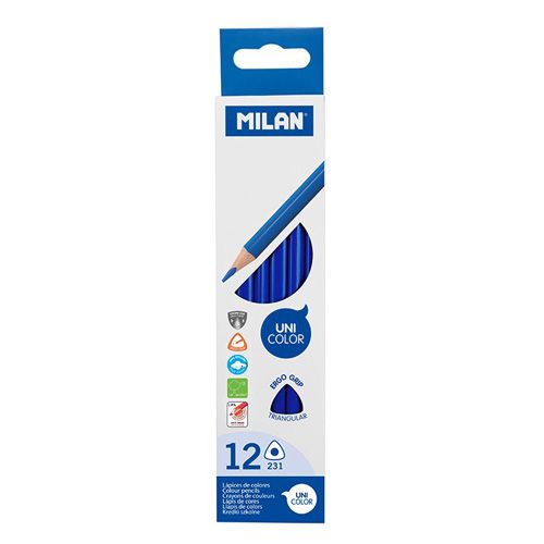 MILAN - Ergo Grip zsírkréta háromszög 12 db, Ocean Blue