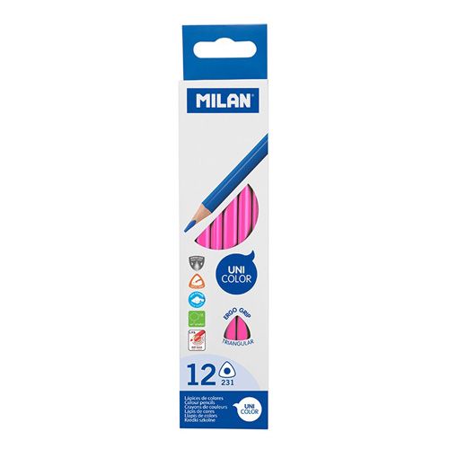 MILAN - Ergo Grip háromszög alakú zsírkréta 12 db, Pink