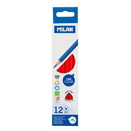 MILAN - Ergo Grip háromszög alakú zsírkréta 12 db, Strawberry Red