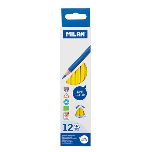 MILAN - Ergo Grip háromszög alakú zsírkréta 12 db, Tropical Yellow