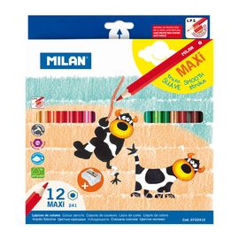 MILAN - Maxi hatszögletű zsírkréták 12 db + vágókés