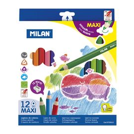 MILAN - Maxi háromszög alakú zsírkréták 12 db + vágókés