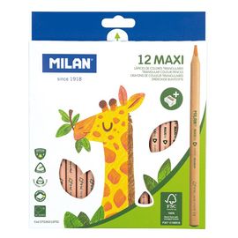 MILAN - Maxi háromszögletű zsírkréta 5 mm 12 db + hegyező