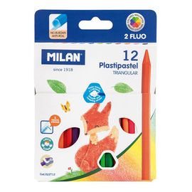 MILAN - Háromszögletű zsírkréta 10 db + 2x Fluo