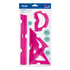 MILAN - "FLEX" vonalzó készlet, rugalmas, rózsaszínű