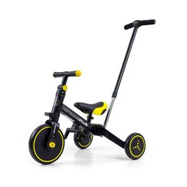 MILLY MALLY - Gyerek háromkerekű bicikli 4az1-ben Optimus Plus tolókarral black