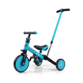 MILLY MALLY - Gyerek háromkerekű bicikli 4az1-ben Optimus Plus tolókarral blue