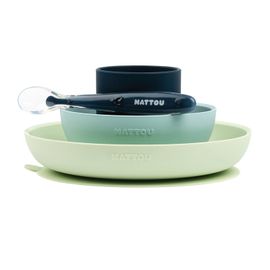 NATTOU - Étkező szett 4 db szilikon zöld-kék BPA nélkül