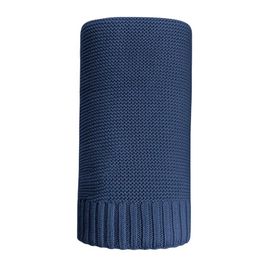 NEW BABY - Bambusz kötött takaró 100x80 cm sötét kék