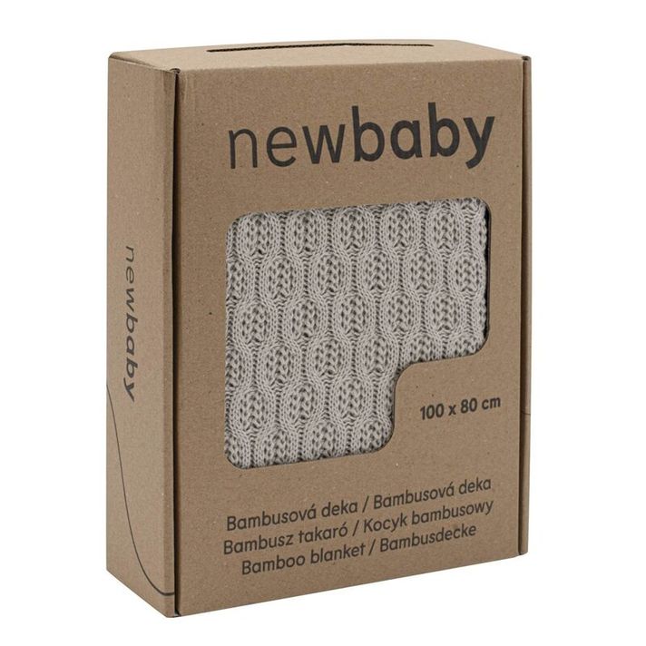 NEW BABY - Bambusz kötött takaró mintával 100x80 cm light grey