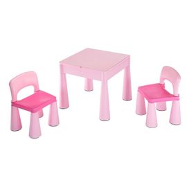 NEW BABY - Gyerek szett - asztalka két székkel rózsaszín