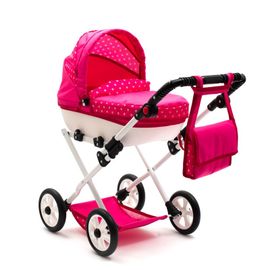 NEW BABY - Játék babakocsi COMFORT rózsaszín pöttyös