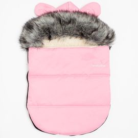 NEW BABY - Luxus téli lábzsák füles kapucnis Alex Wool pink