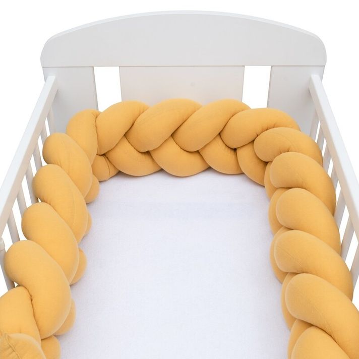 NEW BABY - Védő fonott rácsvédő kiságyba muszlin mustárszín