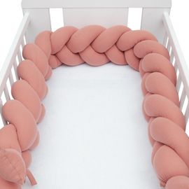 NEW BABY - Védő fonott rácsvédő kiságyba muszlin rózsaszín