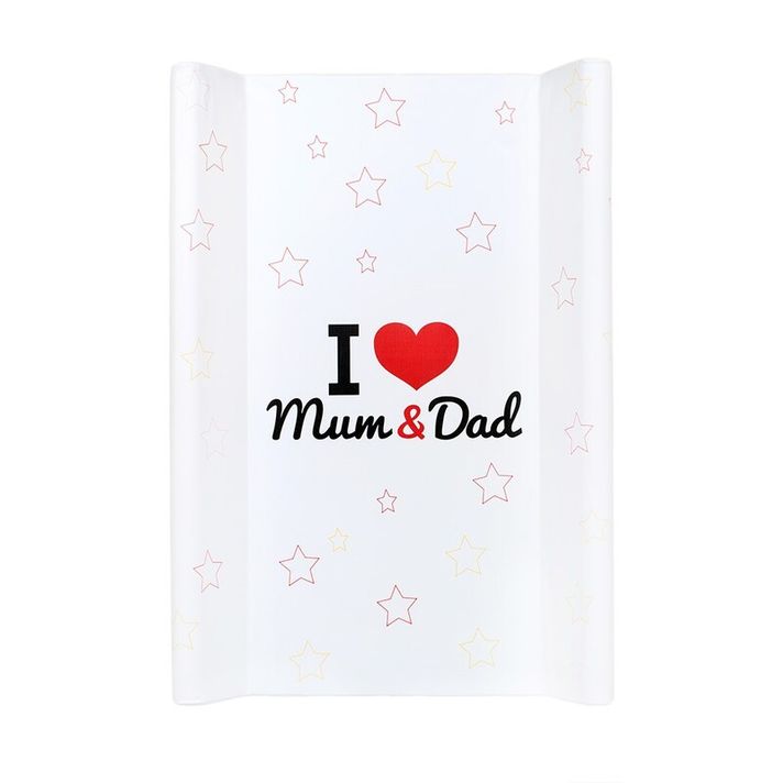 NEW BABY - Merev pelenkázó lap I love Mum and Dad fehér 50x80cm