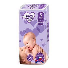 NEW LOVE - Gyermek eldobható pelenka New Love Premium comfort 3 MIDI 4-9 kg 48 db