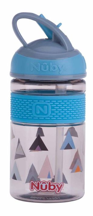 NUBY - 2in1 sportpalack kemény, összecsukható szívószállal, 360 ml, kék, 3+