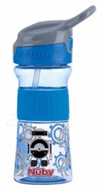 NUBY - Sport palack puha, összehajtható szívószállal, 360 ml, kék, 3+