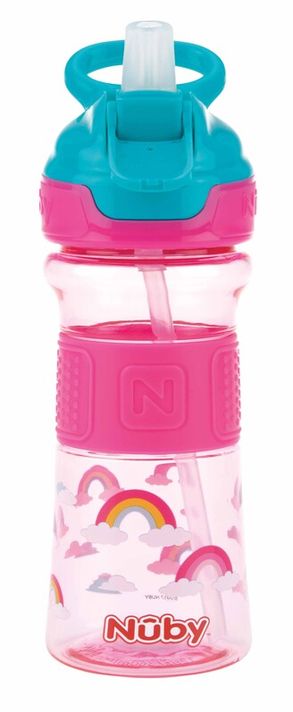 NUBY - Sport palack, puha összehajtható szívószállal 360 ml, rózsaszín, 3 év+