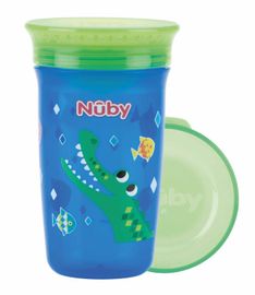 NUBY - Nem folyó pohár 360° 300 ml, 6 m+ kék/zöld