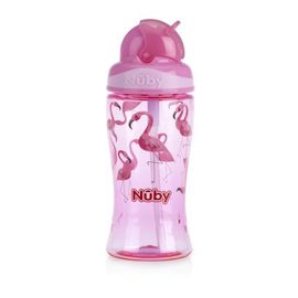 NUBY - Nem folyós pohár 360ml rózsaszínű, összecsukható szívószállal