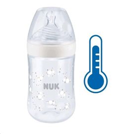 NUK - Baba cumisüveg Nature Sense hőmérséklet jelzővel 260 ml fehér