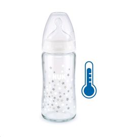 NUK - Üveg cumisüveg széles nyakkal FC hőmérséklet-jelzővel 240 ml fehér