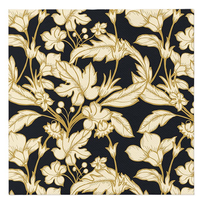 PAW - Törlőkendő AIRLAID 40x40 cm - Beautiful Floral Pattern Black