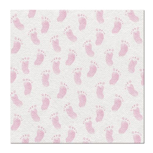 PAW - Törlőkendő AIRLAID L 40x40cm Baby footprints, light pink