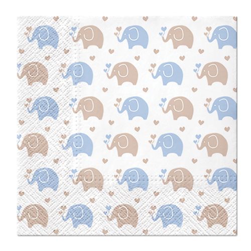 PAW - Törlőkendő L 33x33cm Baby Elephants blue