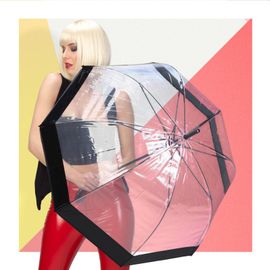 PERLETTI - Női automata esernyő BLACK BORDER Transparent, 26214